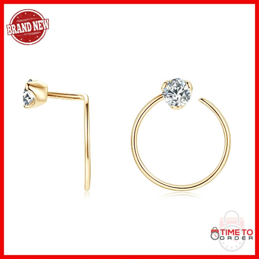 Sterling Silver Moissanite Threader Stud Earrings… - image 1